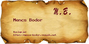 Mencs Bodor névjegykártya
